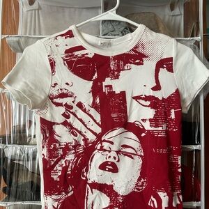 GARAGE Graphic Red and White Women's Top